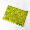 Bottega Veneta Chlorophyll And Silver Metallic Medium Flat Pouch
