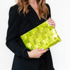 Bottega Veneta Chlorophyll And Silver Metallic Medium Flat Pouch