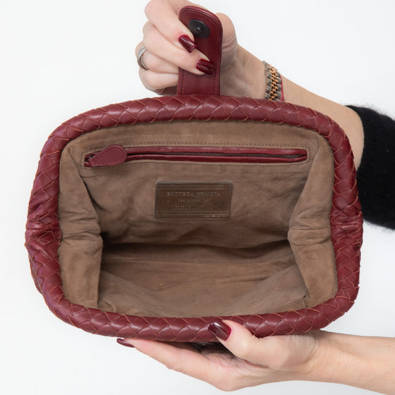 Bottega Veneta The Lauren 1980 Burgundy Intrecciato Clutch Bag
