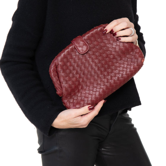 Bottega Veneta The Lauren 1980 Burgundy Intrecciato Clutch Bag