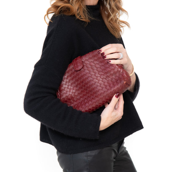 Bottega Veneta The Lauren 1980 Burgundy Intrecciato Clutch Bag