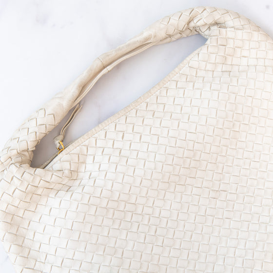 Bottega Veneta Off White Leather Shoulder Bag