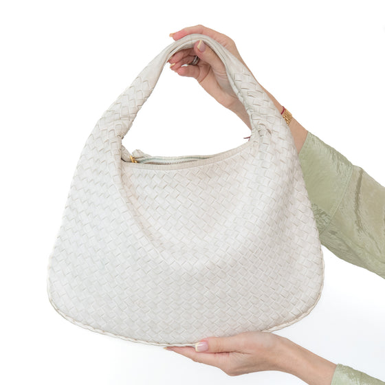 Bottega Veneta Off White Leather Shoulder Bag