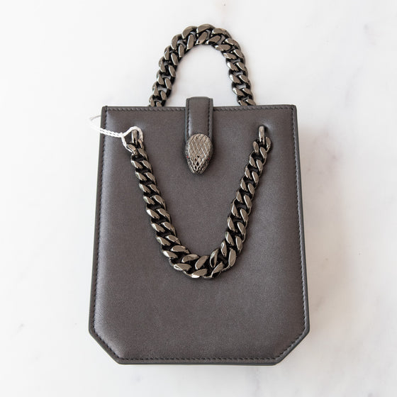 Bvlgari Serpenti Forever Grey Leather Crossbody Phone Bag