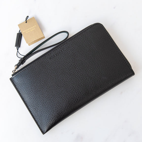 Burberry Black Leather Wristlet Wallet