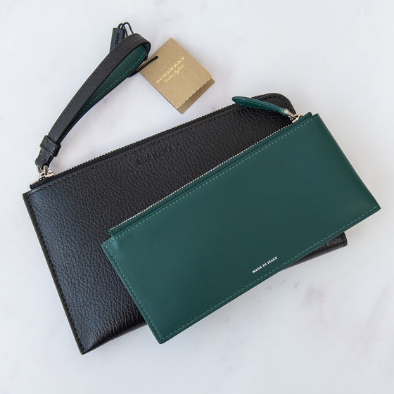 Burberry Black Leather Wristlet Wallet