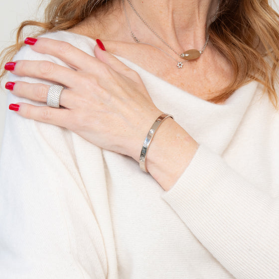 Cartier White Gold Single Diamond Open Love Cuff Bangle 18