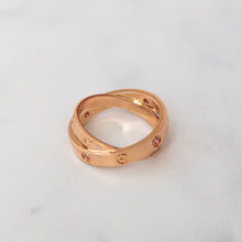  Cartier Rose Gold Double Band Diamonds And Pink Sapphires  Love Ring