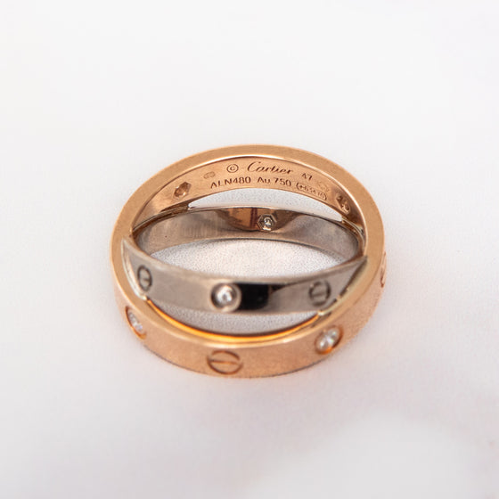 Cartier Rose And White  Gold  Half Diamonds Love Ring