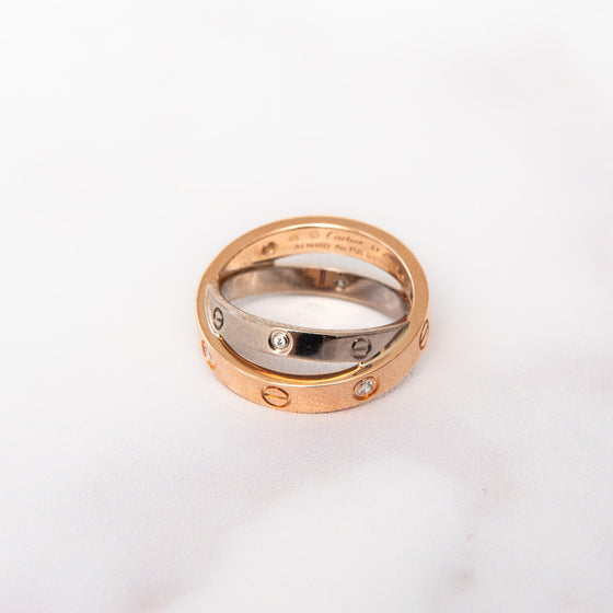 Cartier Rose And White  Gold  Half Diamonds Love Ring
