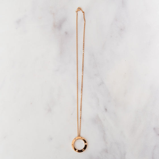 Cartier Rose Gold And Diamonds Love Pendant Necklace