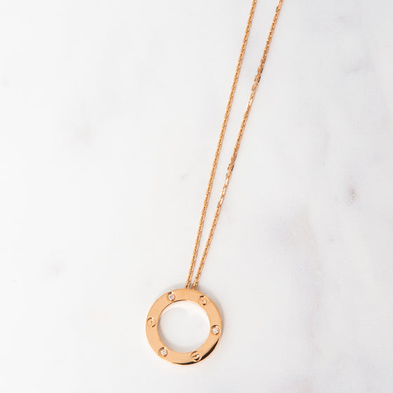 Cartier Rose Gold And Diamonds Love Pendant Necklace