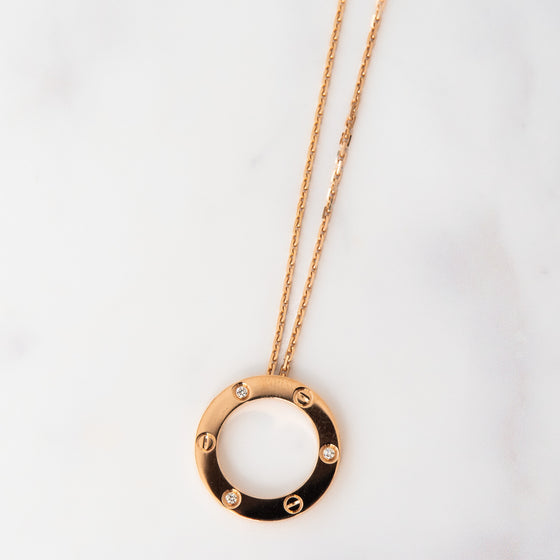 Cartier Rose Gold And Diamonds Love Pendant Necklace