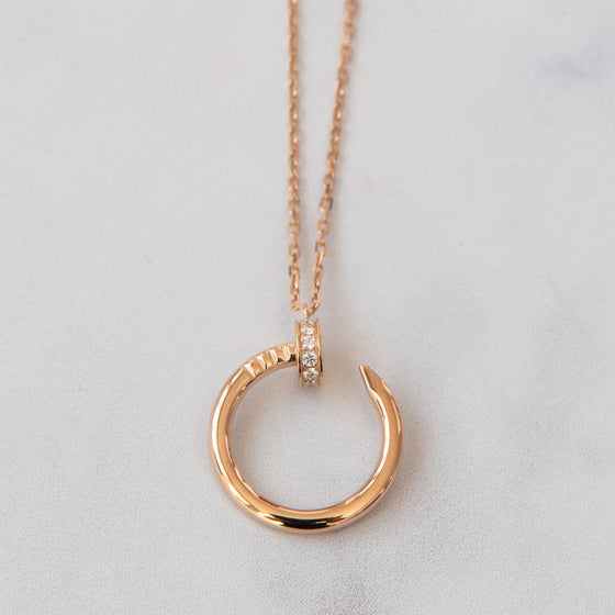 Cartier Juste Un Clou Diamond Pendant Necklace Rose Gold