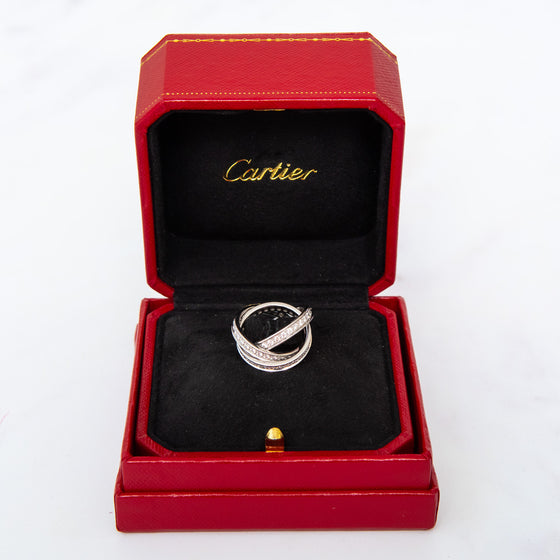 Cartier Trinity Ring 18K White Gold And Diamonds Size 51