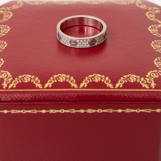 Cartier White Gold Diamond Pave Love Ring