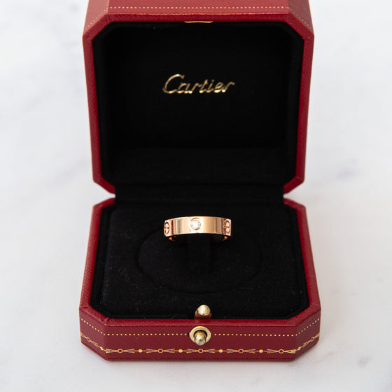 Cartier Rose Gold  Love Ring Classic Model Three Diamonds