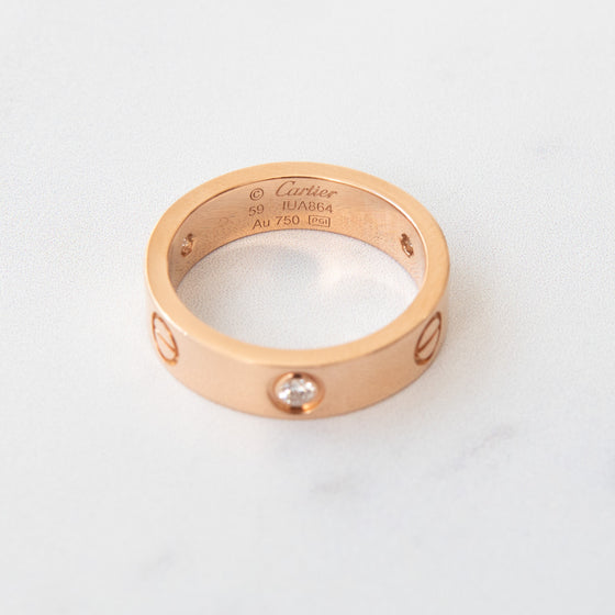 Cartier Rose Gold  Love Ring Classic Model Three Diamonds