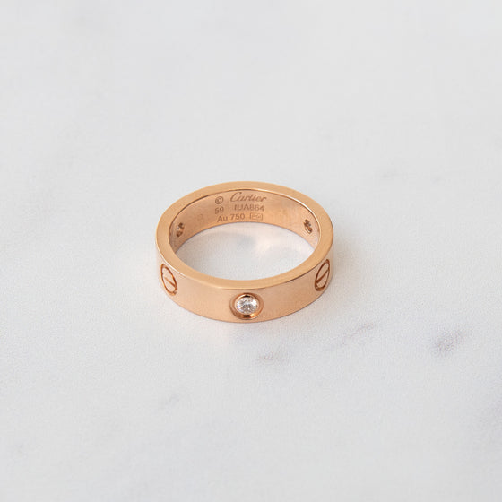 Cartier Rose Gold  Love Ring Classic Model Three Diamonds