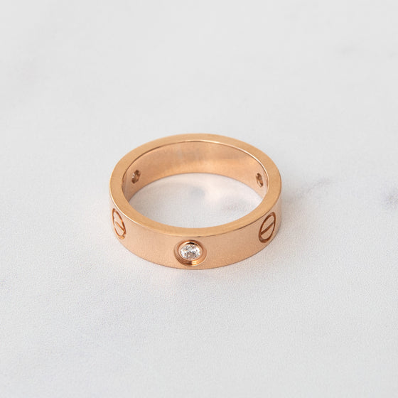 Cartier Rose Gold  Love Ring Classic Model Three Diamonds