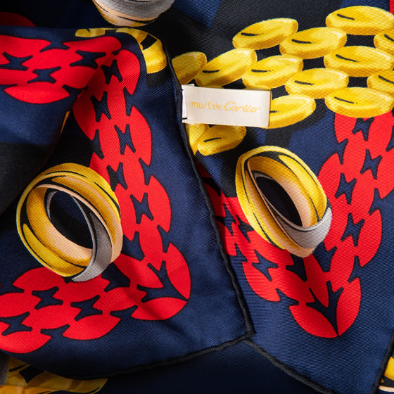 Cartier Vintage Trinity Rings Silk Scarf