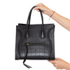 Celine Phantom Bag Black Mock Crocodile Embossed Leather Tote Bag