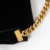 Celine Gourmette  Black Suede Shoulder Bag