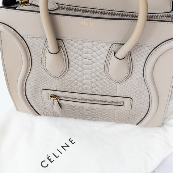 Céline Grey Python and Leather Mini Luggage Tote Bag