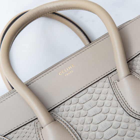 Céline Grey Python and Leather Mini Luggage Tote Bag