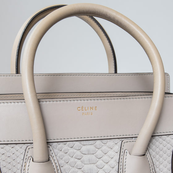 Céline Grey Python and Leather Mini Luggage Tote Bag
