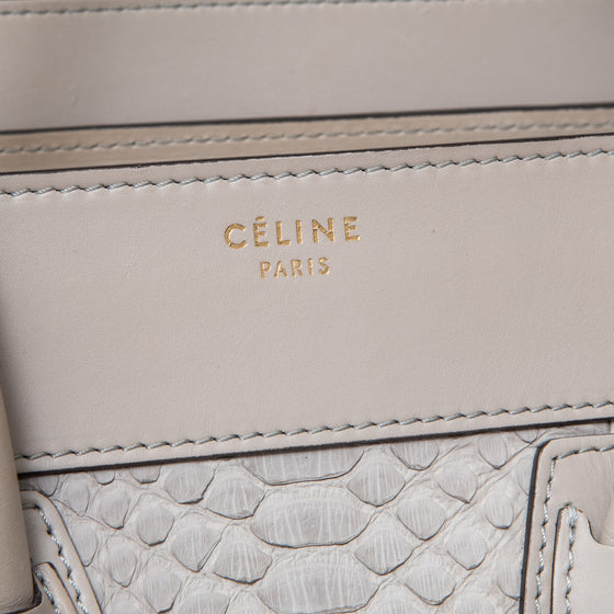 Céline Grey Python and Leather Mini Luggage Tote Bag