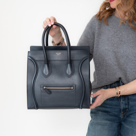 Céline Navy Blue Mini Luggage Smooth Calfskin Handbag