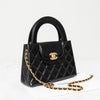 Chanel Small Kelly Shopping Bag in Black Calfskin Leather with Brushed Gold Hardware