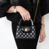 Chanel Small Kelly Shopping Bag in Black Calfskin Leather with Brushed Gold Hardware