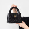 Chanel Small Kelly Shopping Bag in Black Calfskin Leather with Brushed Gold Hardware