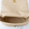Chanel 19 Medium Large Beige Lambskin Leather Flap Bag