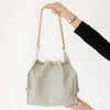 Chanel 25 Medium Grey Caviar Leather Hobo Bag