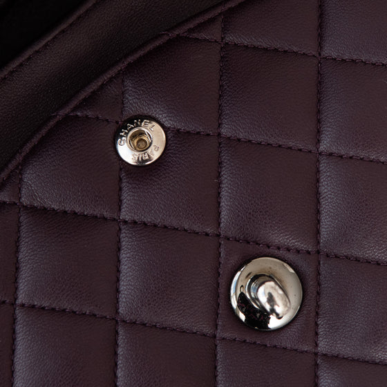 Chanel Aubergine Classic Quilted Medium Double Flap  Bag Lambskin Leather Gunmetal Tone Hardware