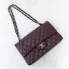 Chanel Aubergine Classic Quilted Medium Double Flap  Bag Lambskin Leather Gunmetal Tone Hardware