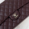 Chanel Aubergine Classic Quilted Medium Double Flap  Bag Lambskin Leather Gunmetal Tone Hardware