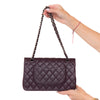 Chanel Aubergine Classic Quilted Medium Double Flap  Bag Lambskin Leather Gunmetal Tone Hardware