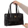 Chanel Black Vintage Crocodile Top Handle CC Tote Bag