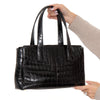 Chanel Black Vintage Crocodile Top Handle CC Tote Bag