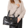 Chanel Black Vintage Crocodile Top Handle CC Tote Bag