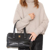 Chanel Black Vintage Crocodile Top Handle CC Tote Bag