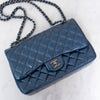 Chanel Blue Patent Leather Jumbo Double Flap Classic Bag