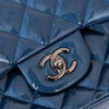 Chanel Blue Patent Leather Jumbo Double Flap Classic Bag