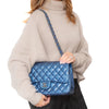 Chanel Blue Patent Leather Jumbo Double Flap Classic Bag
