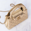Chanel Champagne Metallic Gold Leather Small Kelly Shopping Bag