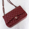 Chanel Red Patent Leather Jumbo Double Flap Classic Bag